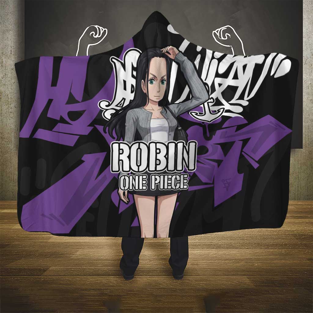 Nico Robin One Piece Hooded Blanket Graffiti Street Art Anime Collage