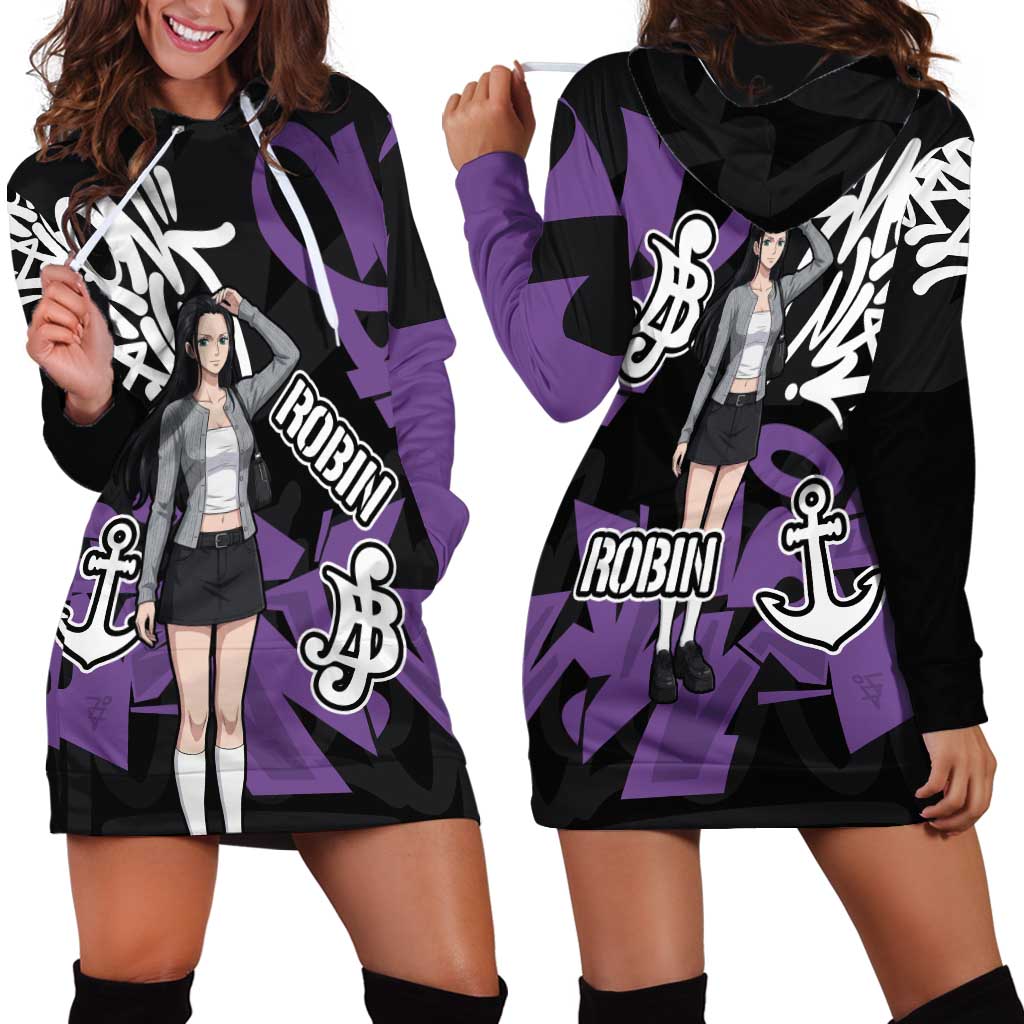 Nico Robin One Piece Hoodie Dress Graffiti Street Art Anime Collage