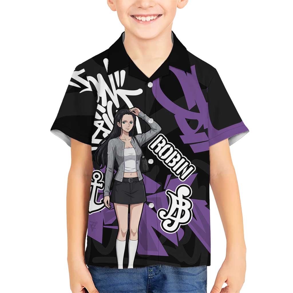 Nico Robin One Piece Kid Hawaiian Shirt Graffiti Street Art Anime Collage