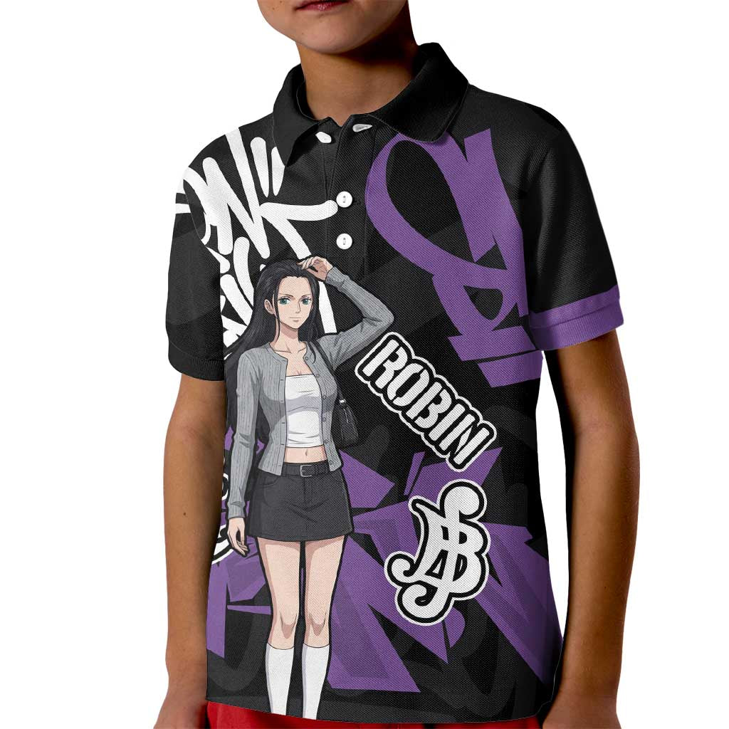 Nico Robin One Piece Kid Polo Shirt Graffiti Street Art Anime Collage