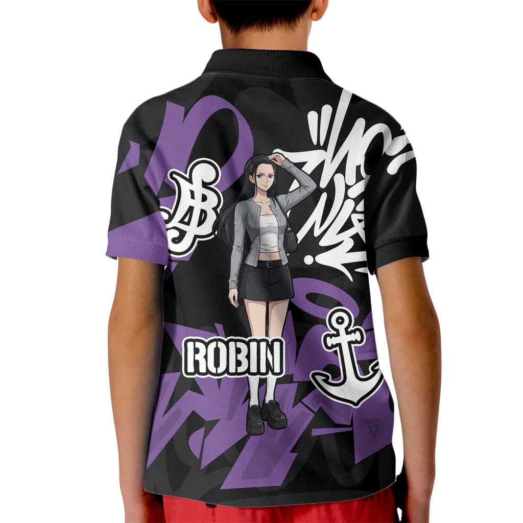 Nico Robin One Piece Kid Polo Shirt Graffiti Street Art Anime Collage