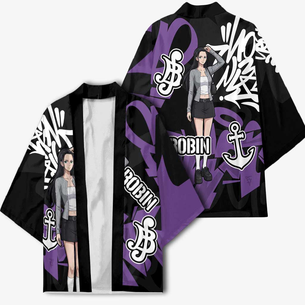 Nico Robin One Piece Kimono Graffiti Street Art Anime Collage