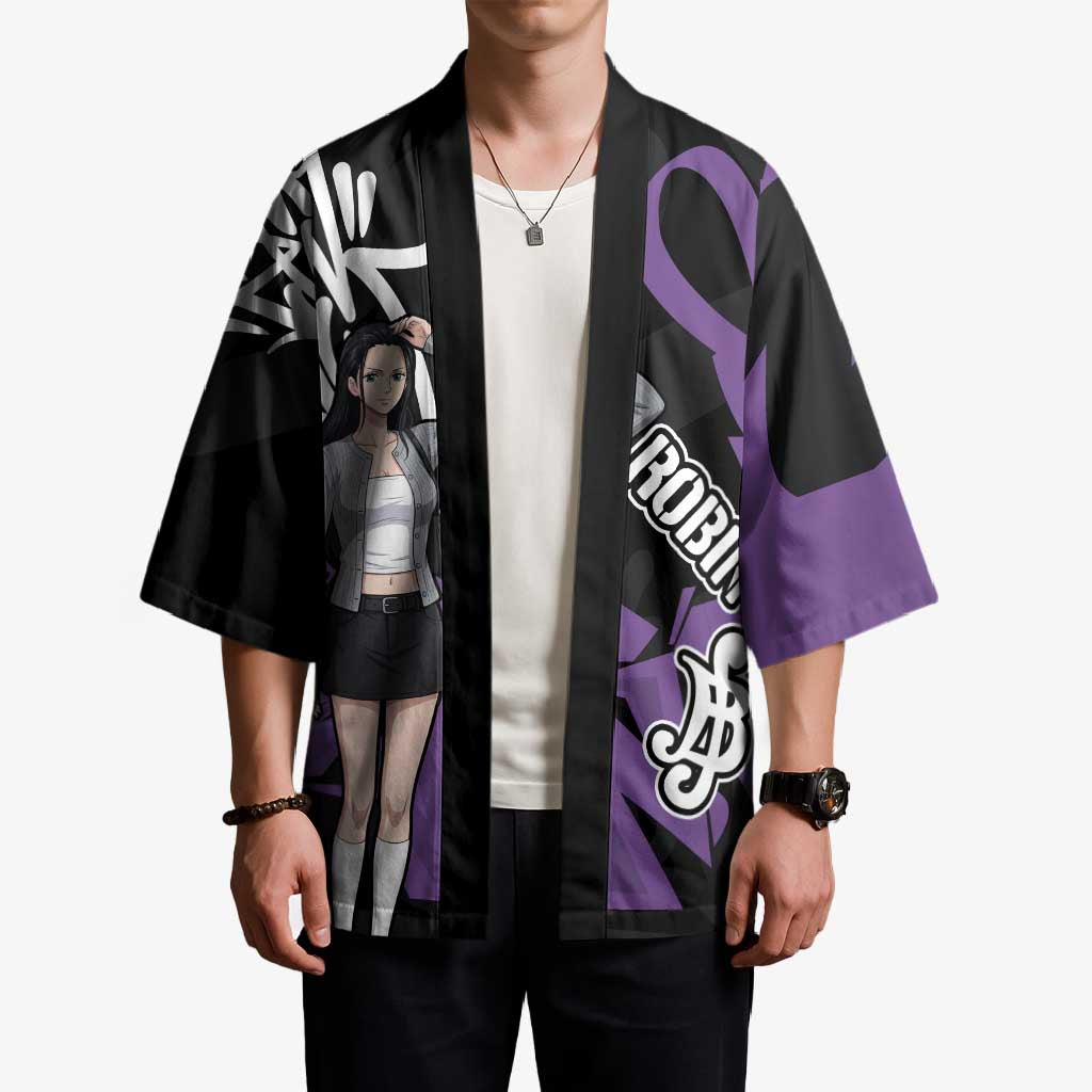 Nico Robin One Piece Kimono Graffiti Street Art Anime Collage