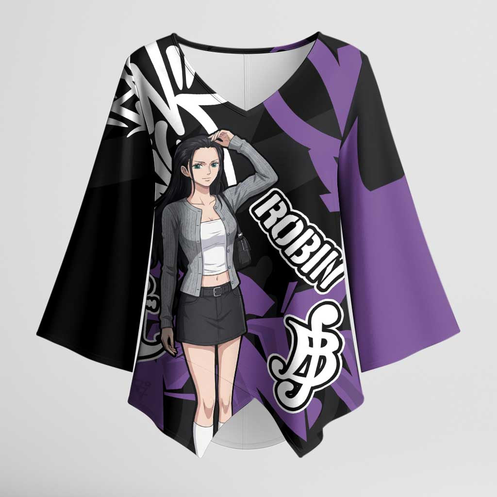 Nico Robin One Piece Kimono Sleeve Blouse Graffiti Street Art Anime Collage