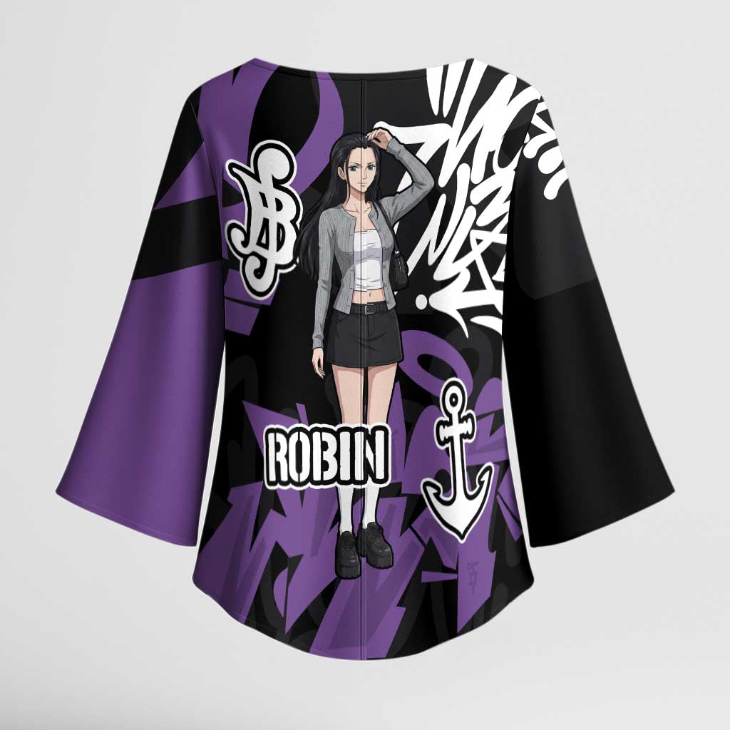 Nico Robin One Piece Kimono Sleeve Blouse Graffiti Street Art Anime Collage