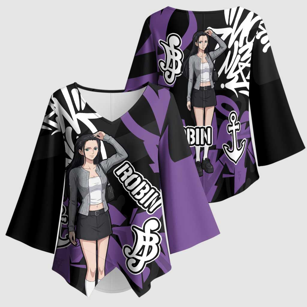 Nico Robin One Piece Kimono Sleeve Blouse Graffiti Street Art Anime Collage