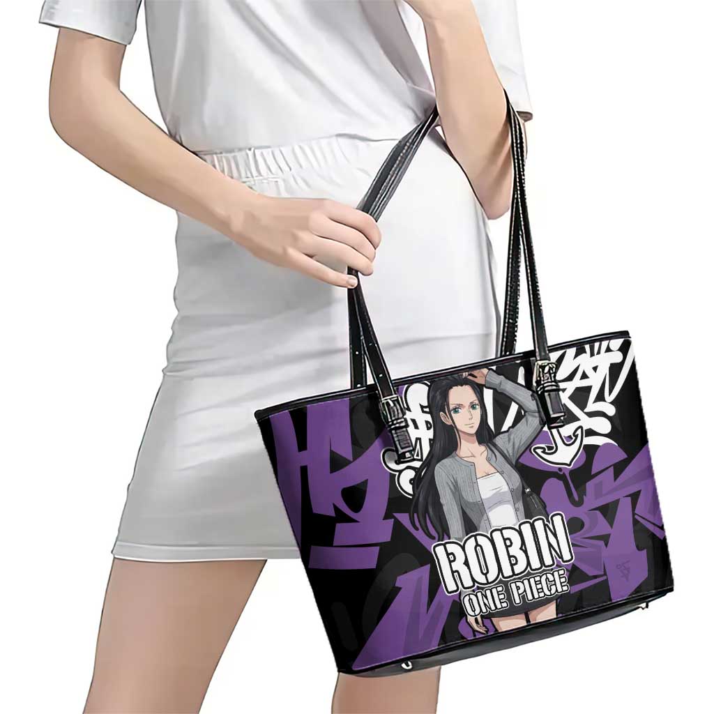 Nico Robin One Piece Leather Tote Bag Graffiti Street Art Anime Collage