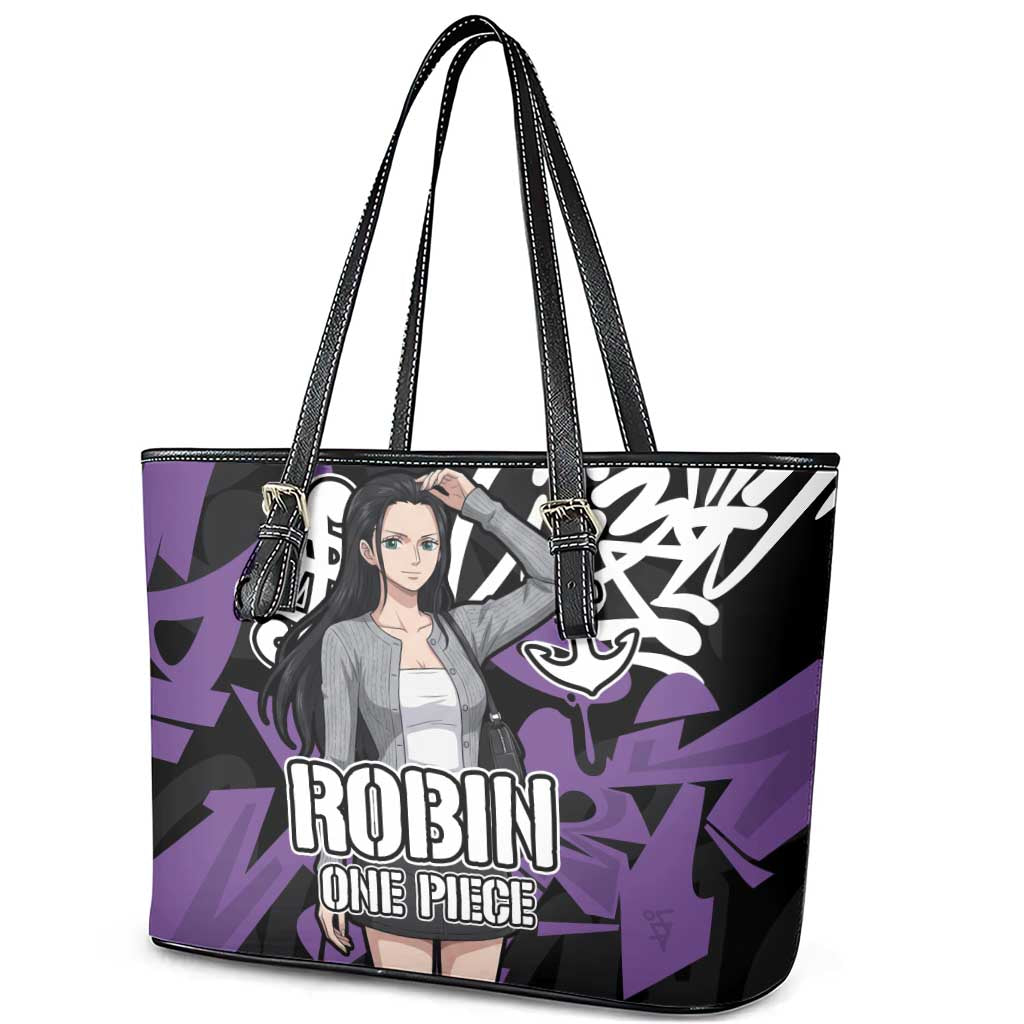 Nico Robin One Piece Leather Tote Bag Graffiti Street Art Anime Collage