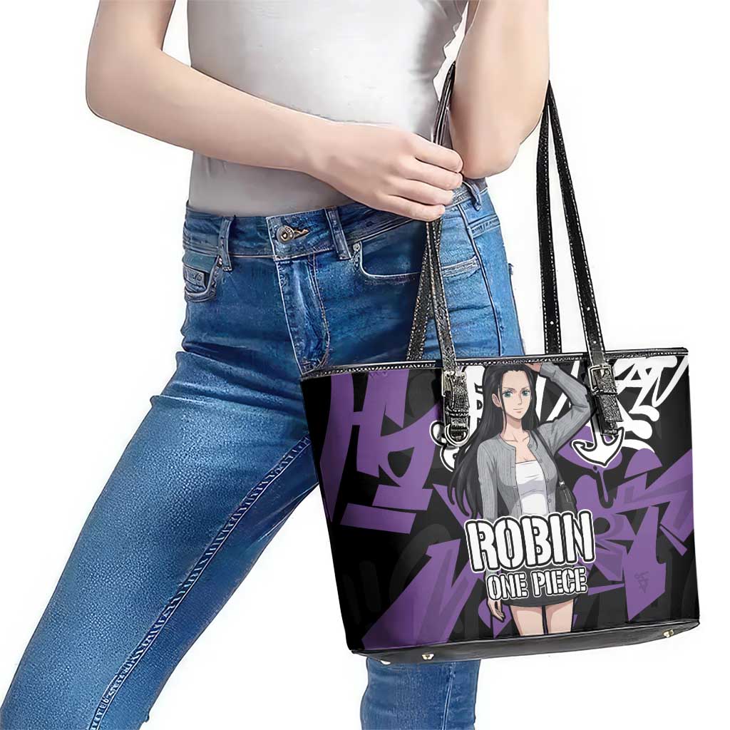 Nico Robin One Piece Leather Tote Bag Graffiti Street Art Anime Collage