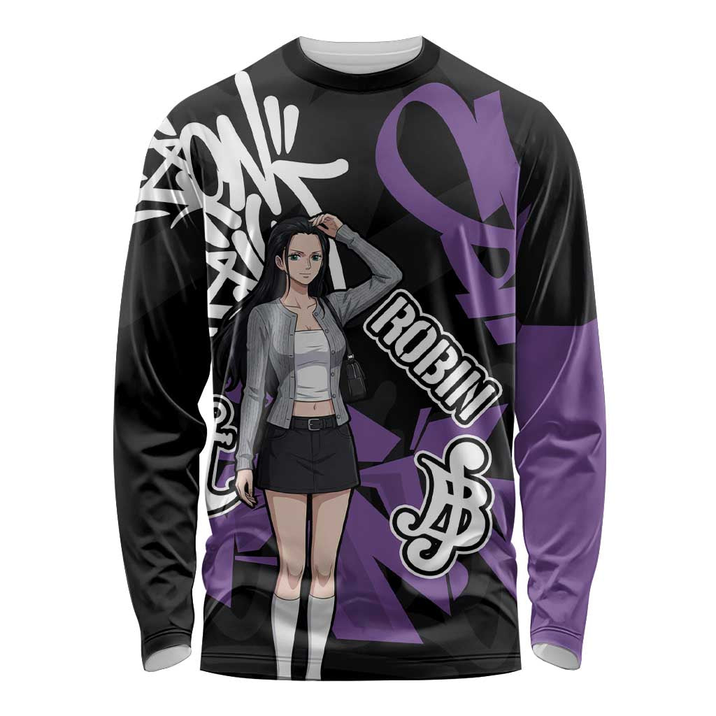 Nico Robin One Piece Long Sleeve Shirt Graffiti Street Art Anime Collage