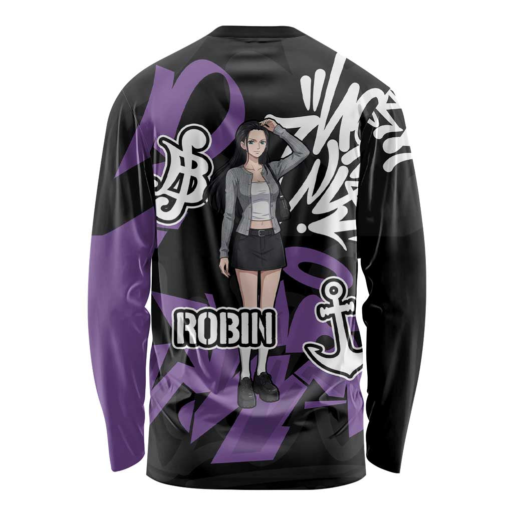 Nico Robin One Piece Long Sleeve Shirt Graffiti Street Art Anime Collage