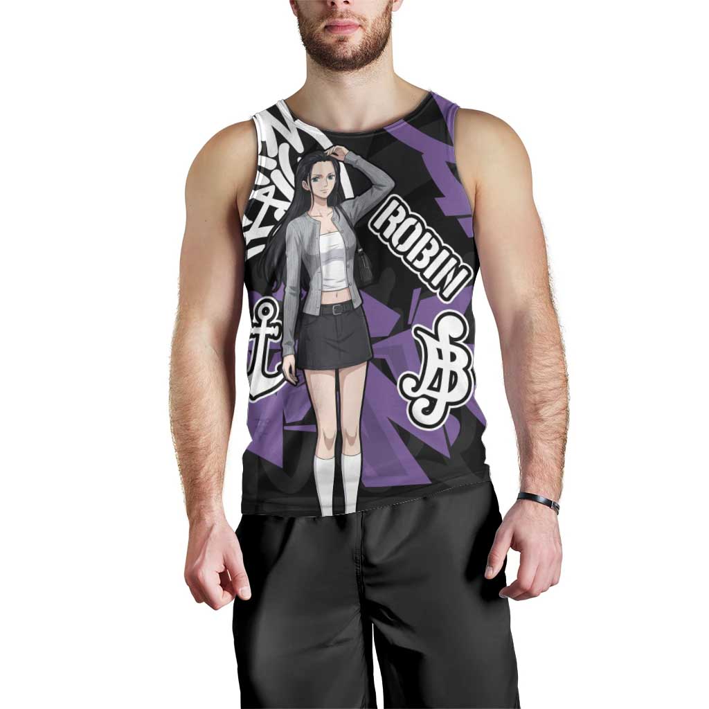 Nico Robin One Piece Men Tank Top Graffiti Street Art Anime Collage