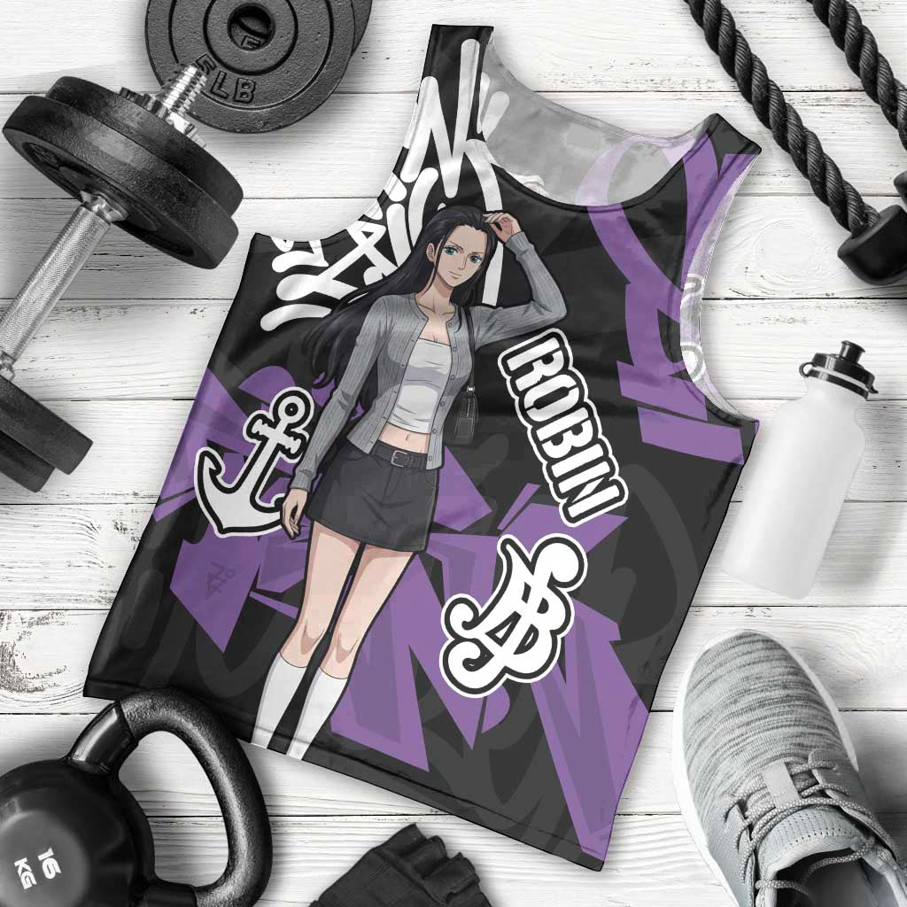 Nico Robin One Piece Men Tank Top Graffiti Street Art Anime Collage