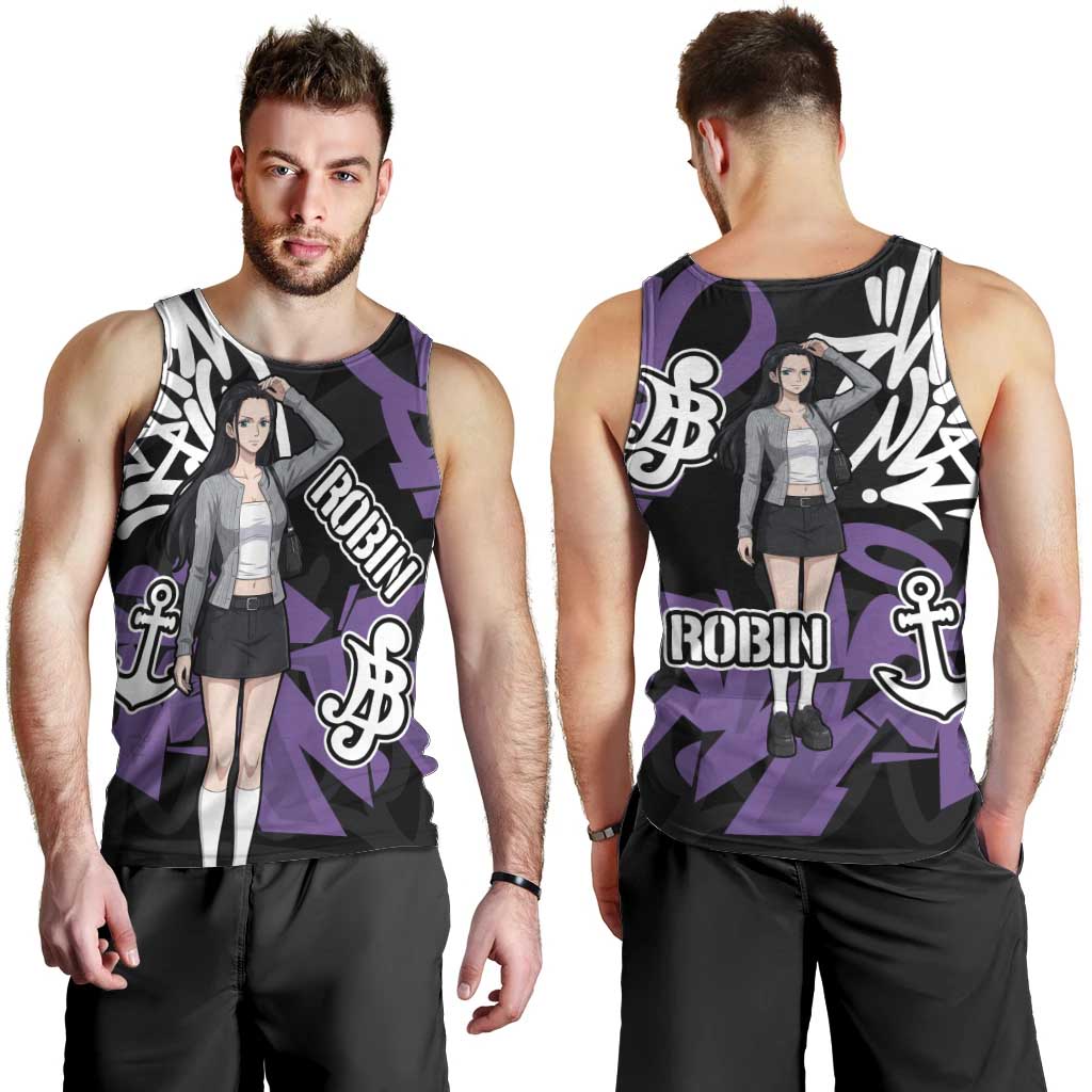 Nico Robin One Piece Men Tank Top Graffiti Street Art Anime Collage