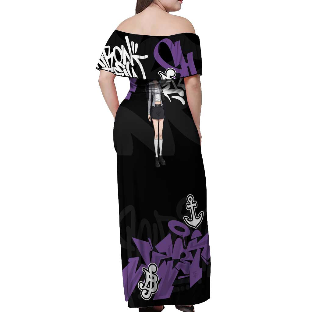 Nico Robin One Piece Off Shoulder Maxi Dress Graffiti Street Art Anime Collage