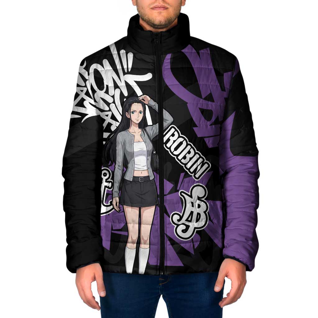 Nico Robin One Piece Padded Jacket Graffiti Street Art Anime Collage
