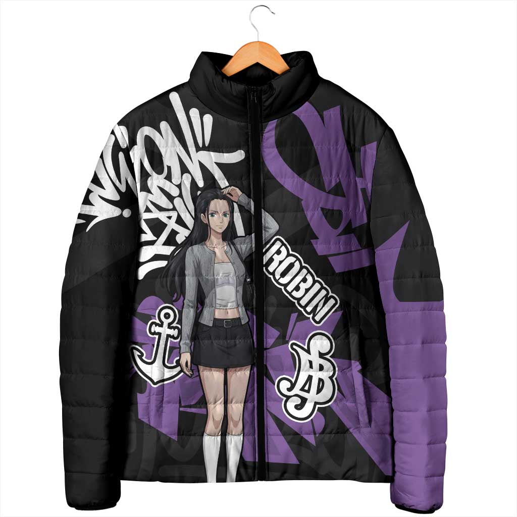Nico Robin One Piece Padded Jacket Graffiti Street Art Anime Collage