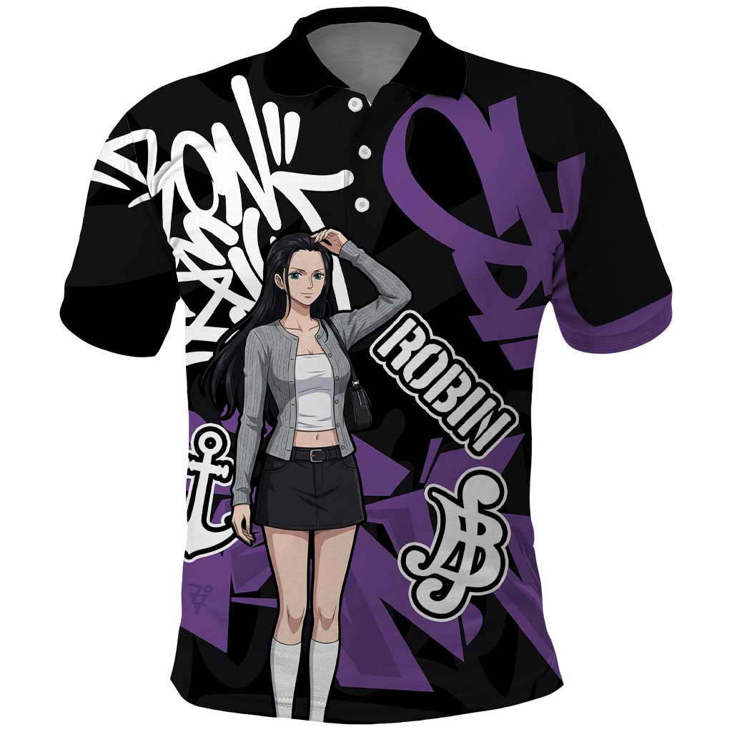 Nico Robin One Piece Polo Shirt Graffiti Street Art Anime Collage