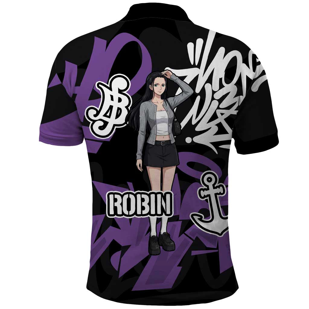 Nico Robin One Piece Polo Shirt Graffiti Street Art Anime Collage
