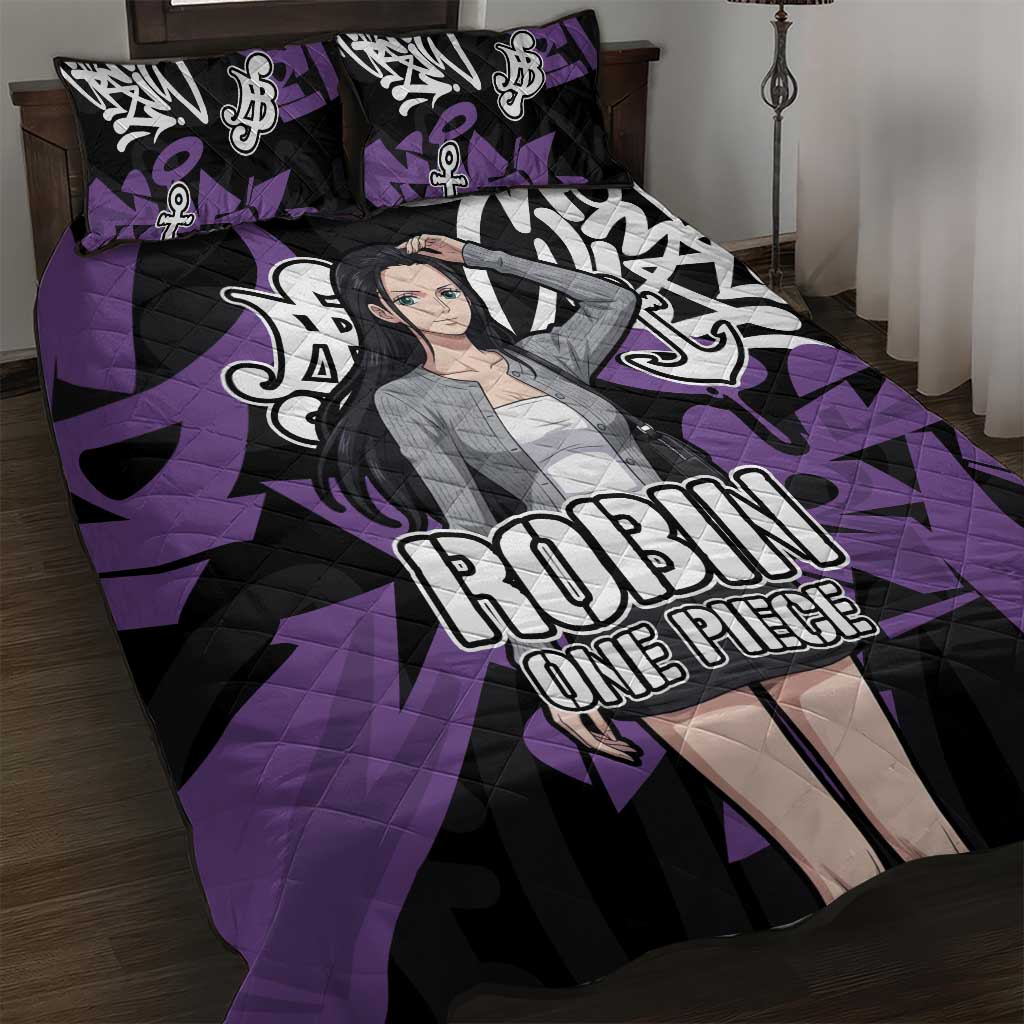 Nico Robin One Piece Quilt Bed Set Graffiti Street Art Anime Collage