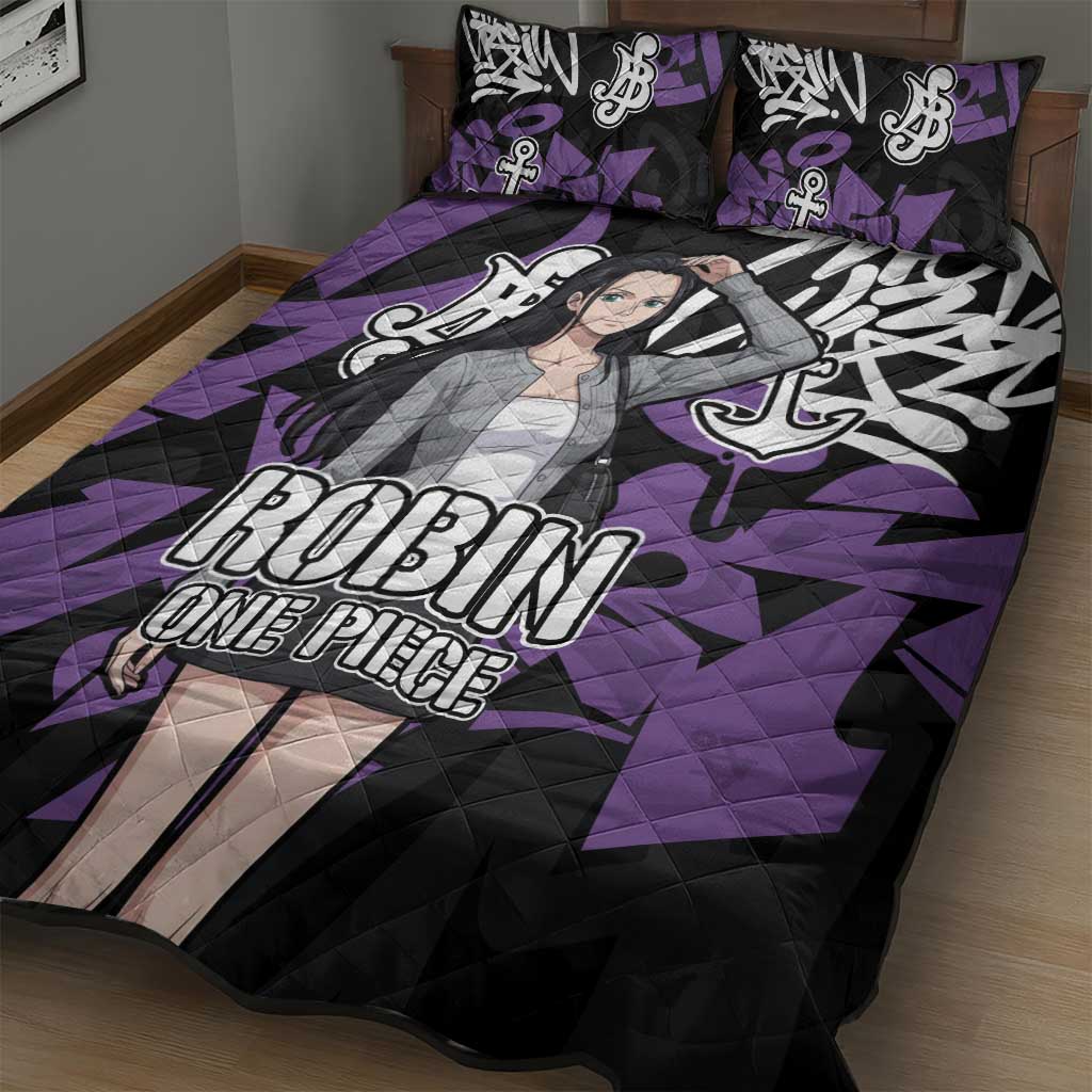 Nico Robin One Piece Quilt Bed Set Graffiti Street Art Anime Collage