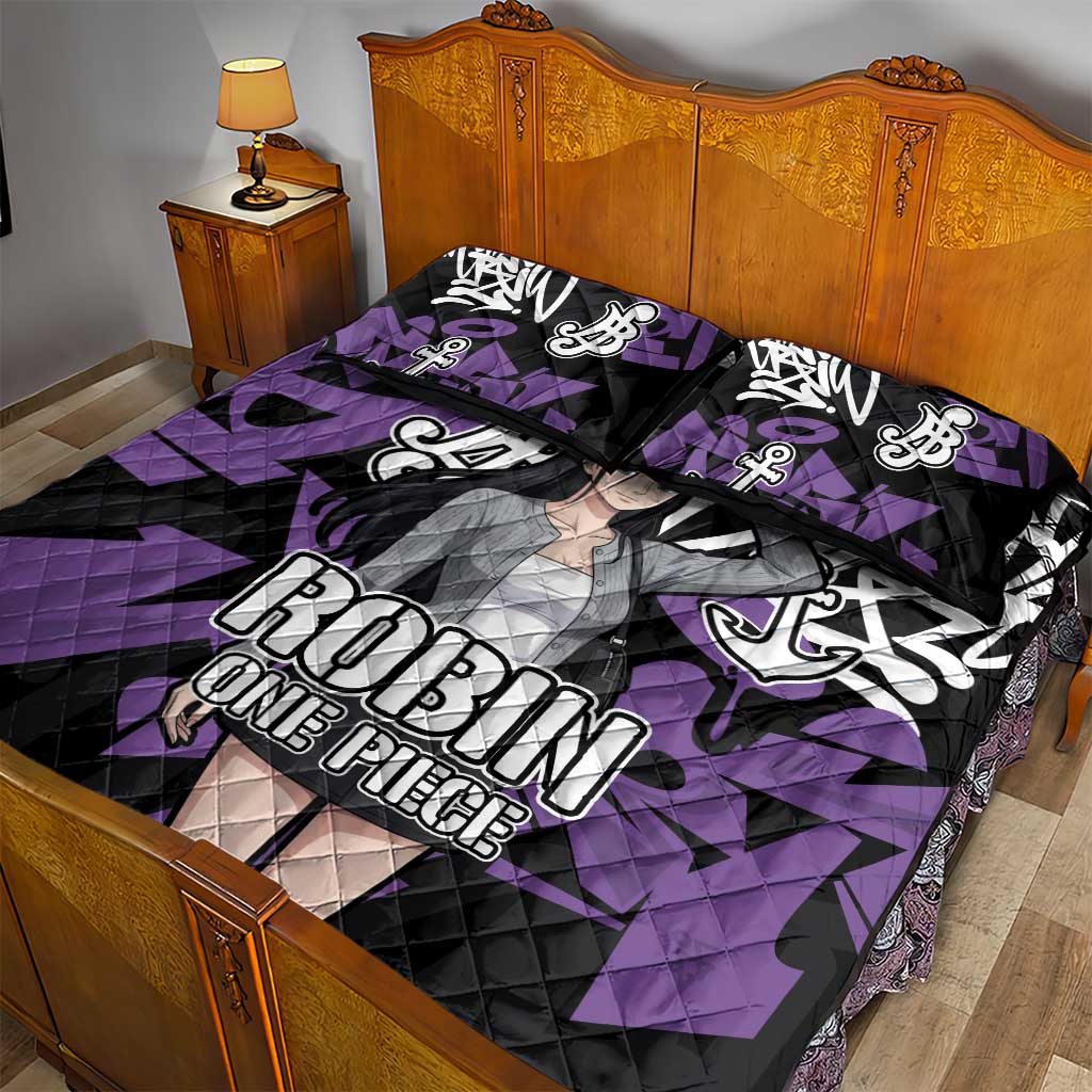Nico Robin One Piece Quilt Bed Set Graffiti Street Art Anime Collage