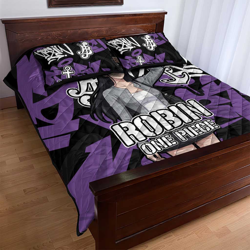 Nico Robin One Piece Quilt Bed Set Graffiti Street Art Anime Collage