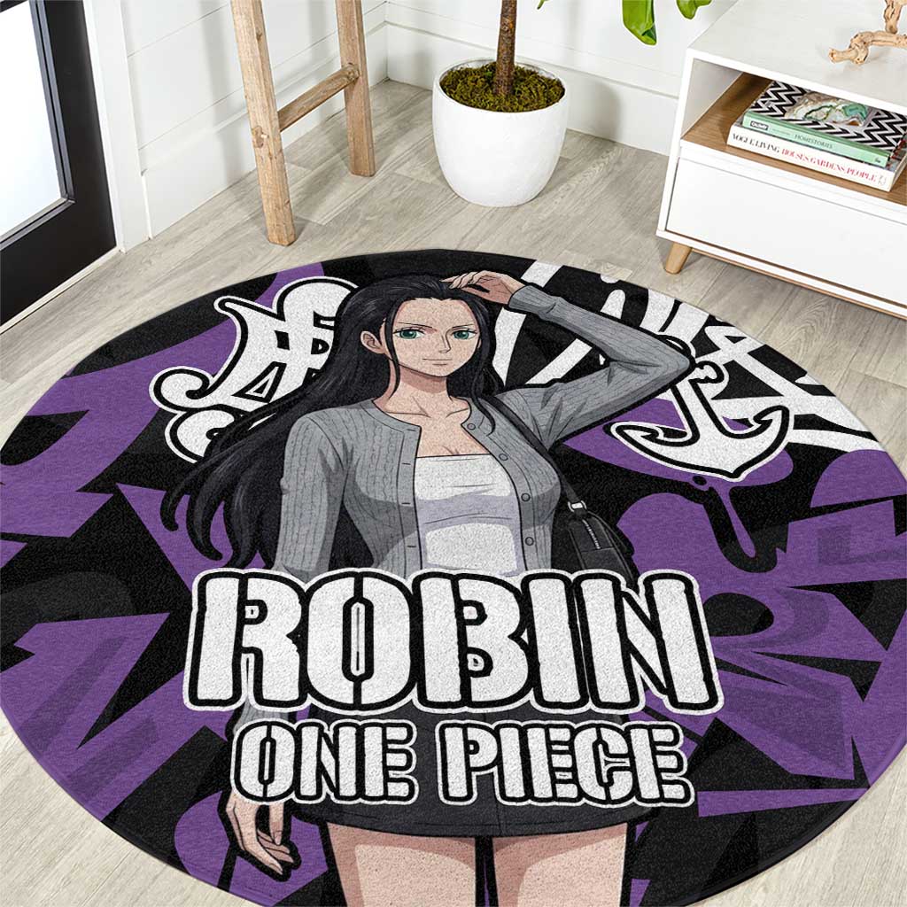 Nico Robin One Piece Round Carpet Graffiti Street Art Anime Collage