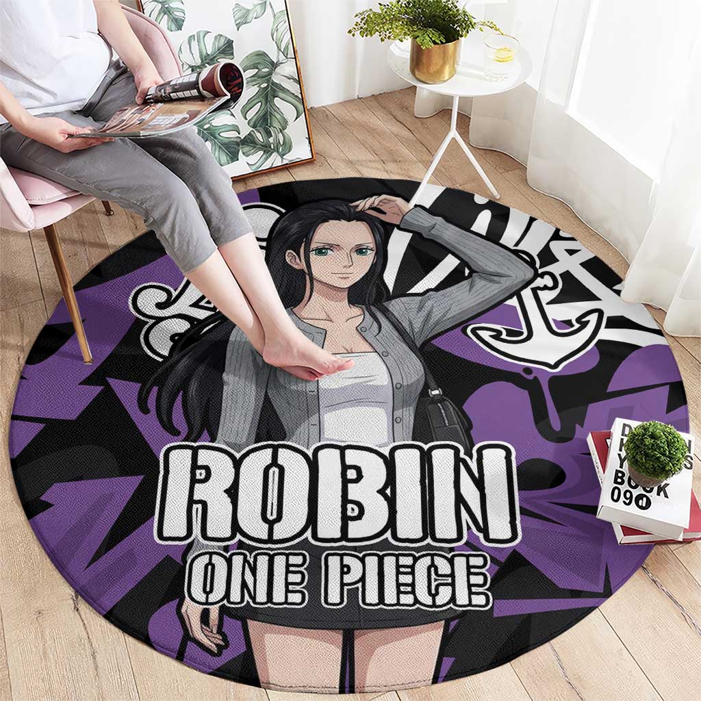 Nico Robin One Piece Round Carpet Graffiti Street Art Anime Collage