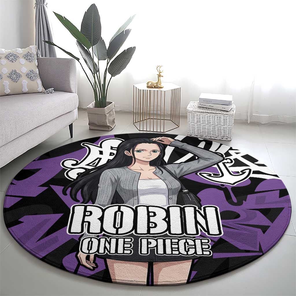 Nico Robin One Piece Round Carpet Graffiti Street Art Anime Collage