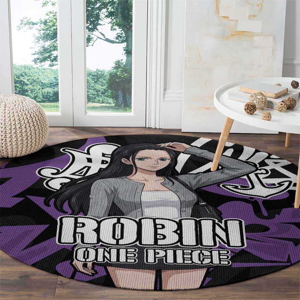 Nico Robin One Piece Round Carpet Graffiti Street Art Anime Collage
