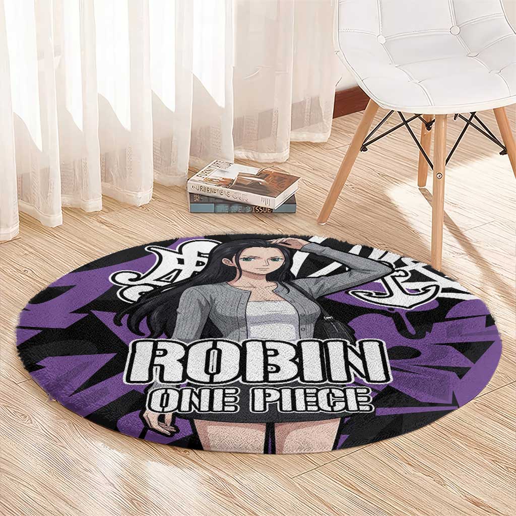 Nico Robin One Piece Round Carpet Graffiti Street Art Anime Collage