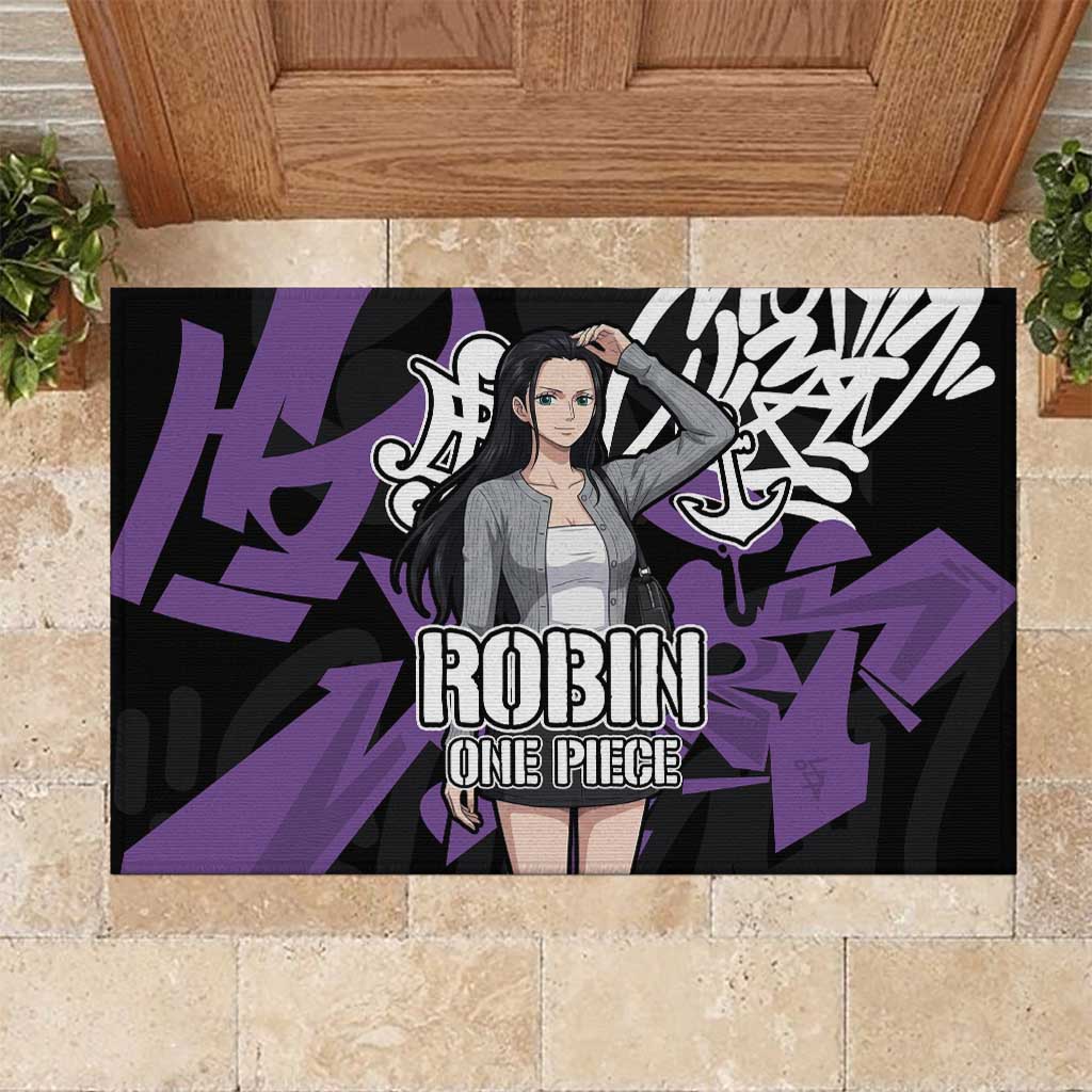 Nico Robin One Piece Rubber Doormat Graffiti Street Art Anime Collage