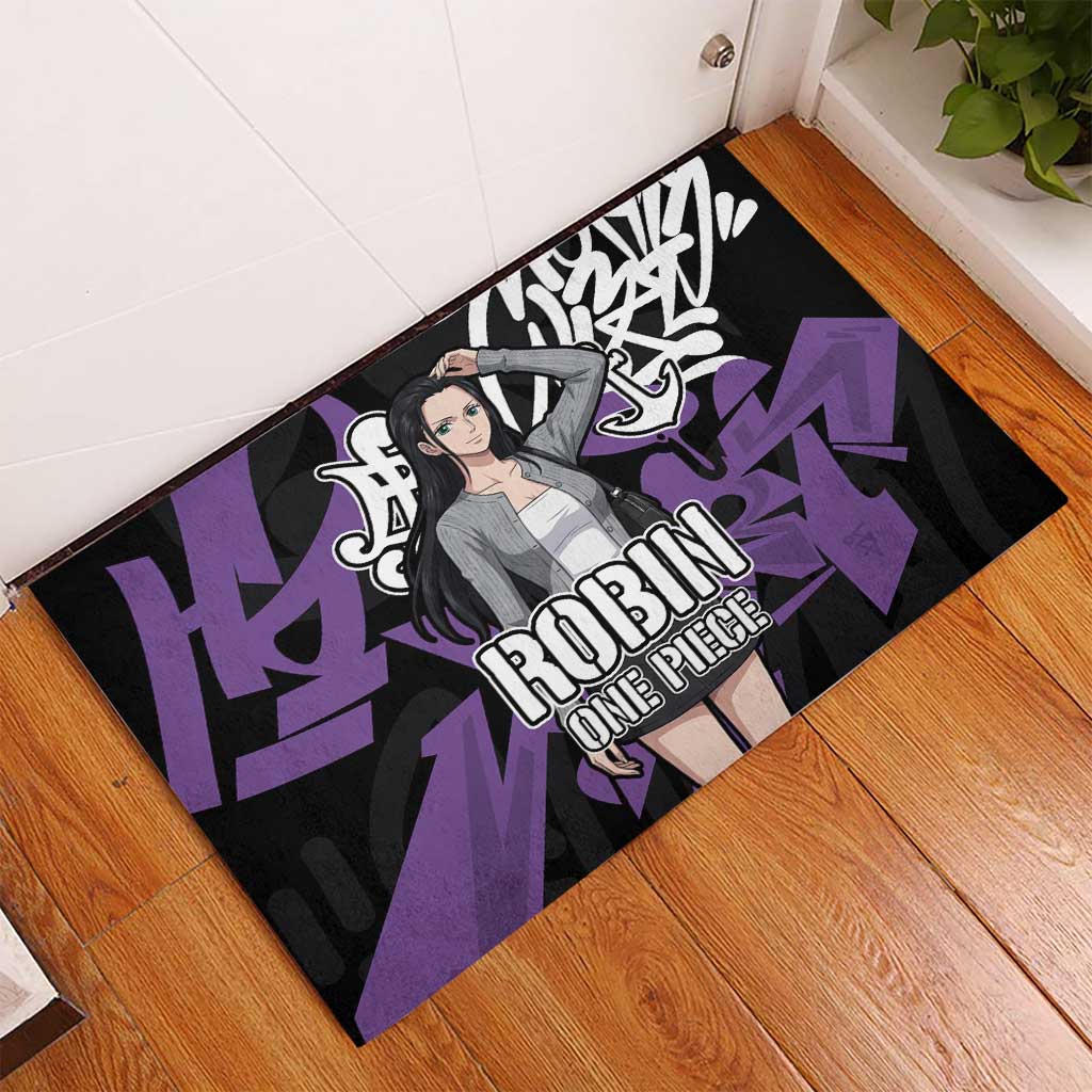Nico Robin One Piece Rubber Doormat Graffiti Street Art Anime Collage