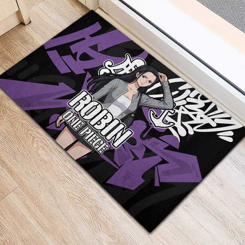 Nico Robin One Piece Rubber Doormat Graffiti Street Art Anime Collage