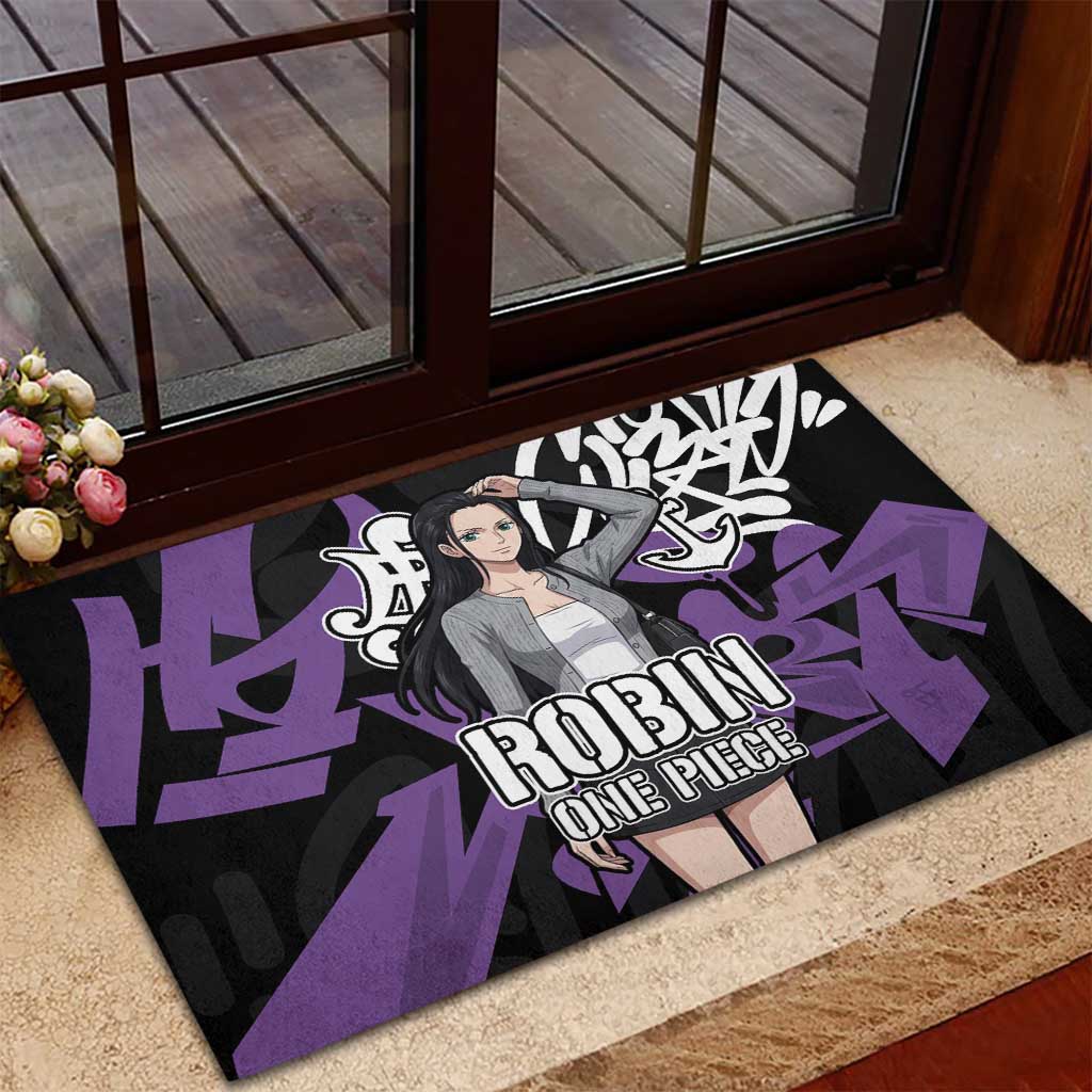 Nico Robin One Piece Rubber Doormat Graffiti Street Art Anime Collage