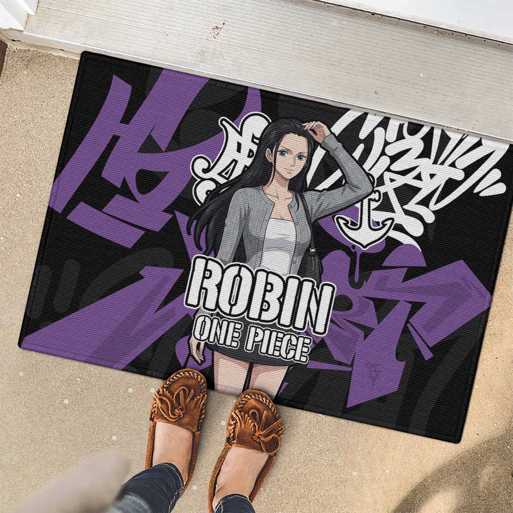 Nico Robin One Piece Rubber Doormat Graffiti Street Art Anime Collage