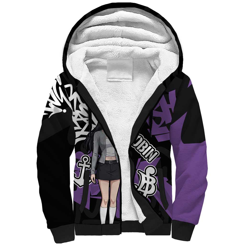 Nico Robin One Piece Sherpa Hoodie Graffiti Street Art Anime Collage