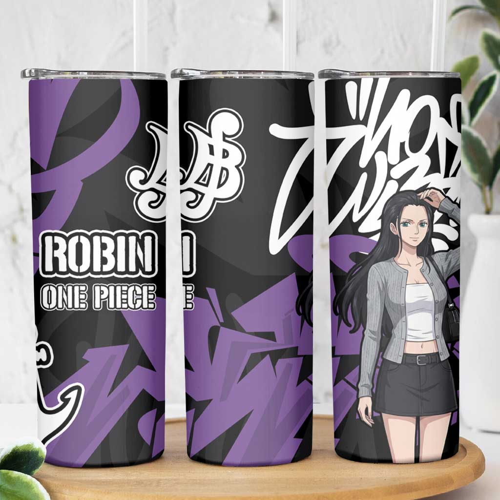 Nico Robin One Piece Skinny Tumbler Graffiti Street Art Anime Collage