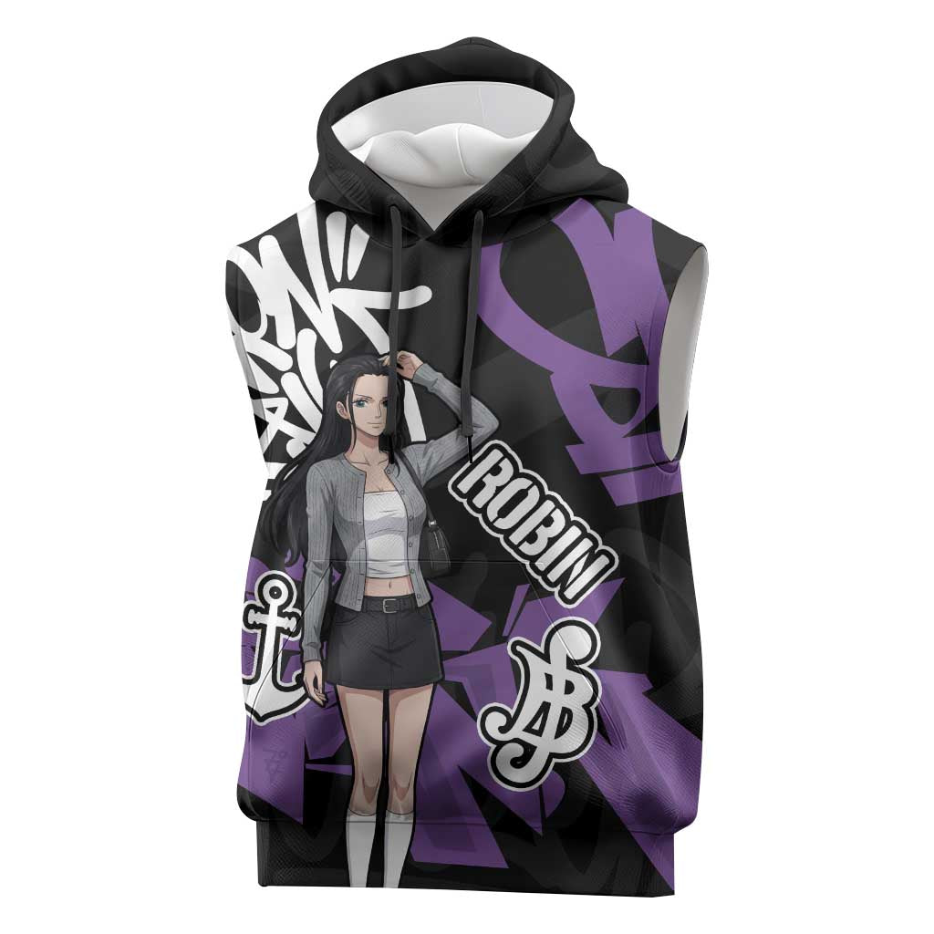 Nico Robin One Piece Sleeveless Hoodie Graffiti Street Art Anime Collage