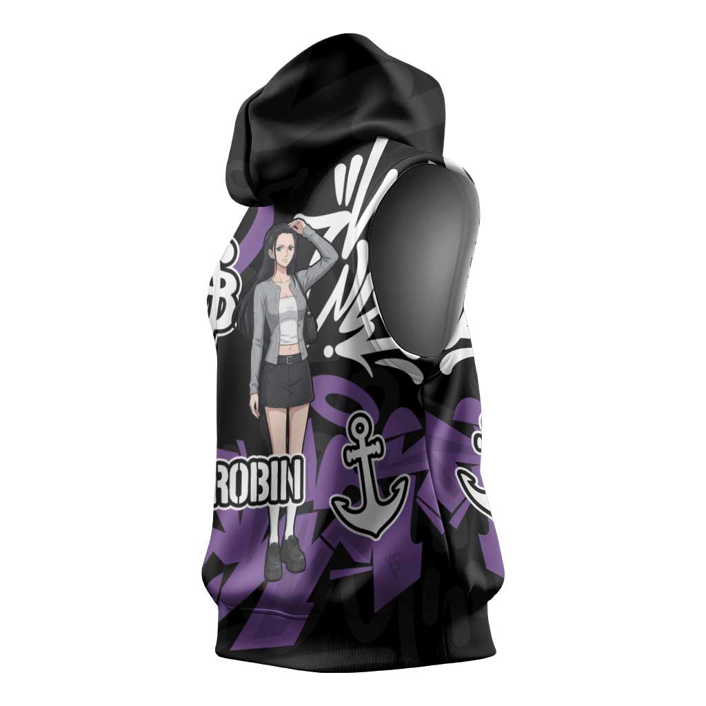 Nico Robin One Piece Sleeveless Hoodie Graffiti Street Art Anime Collage
