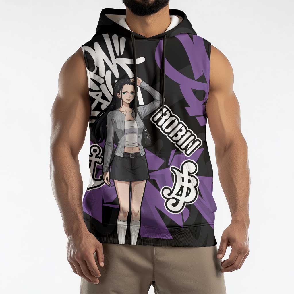 Nico Robin One Piece Sleeveless Hoodie Graffiti Street Art Anime Collage