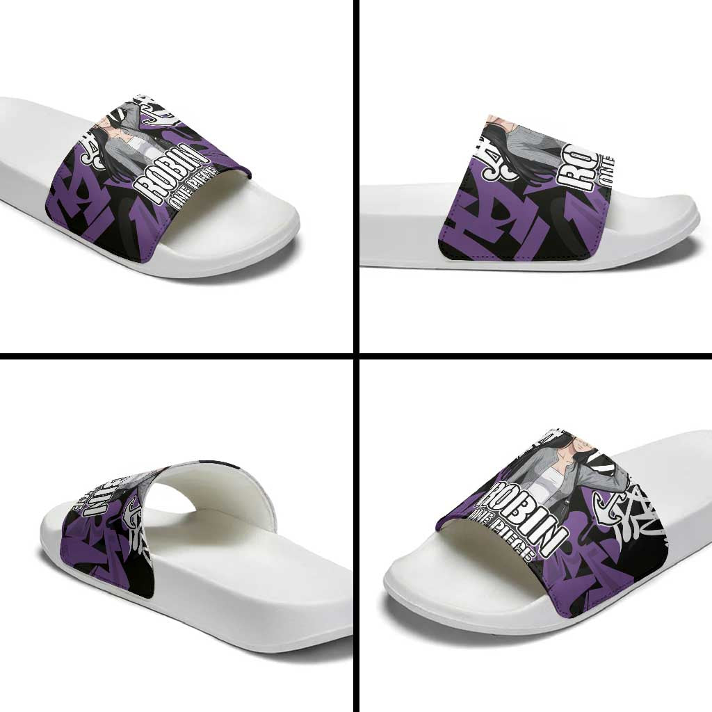 Nico Robin One Piece Slide Sandals Graffiti Street Art Anime Collage