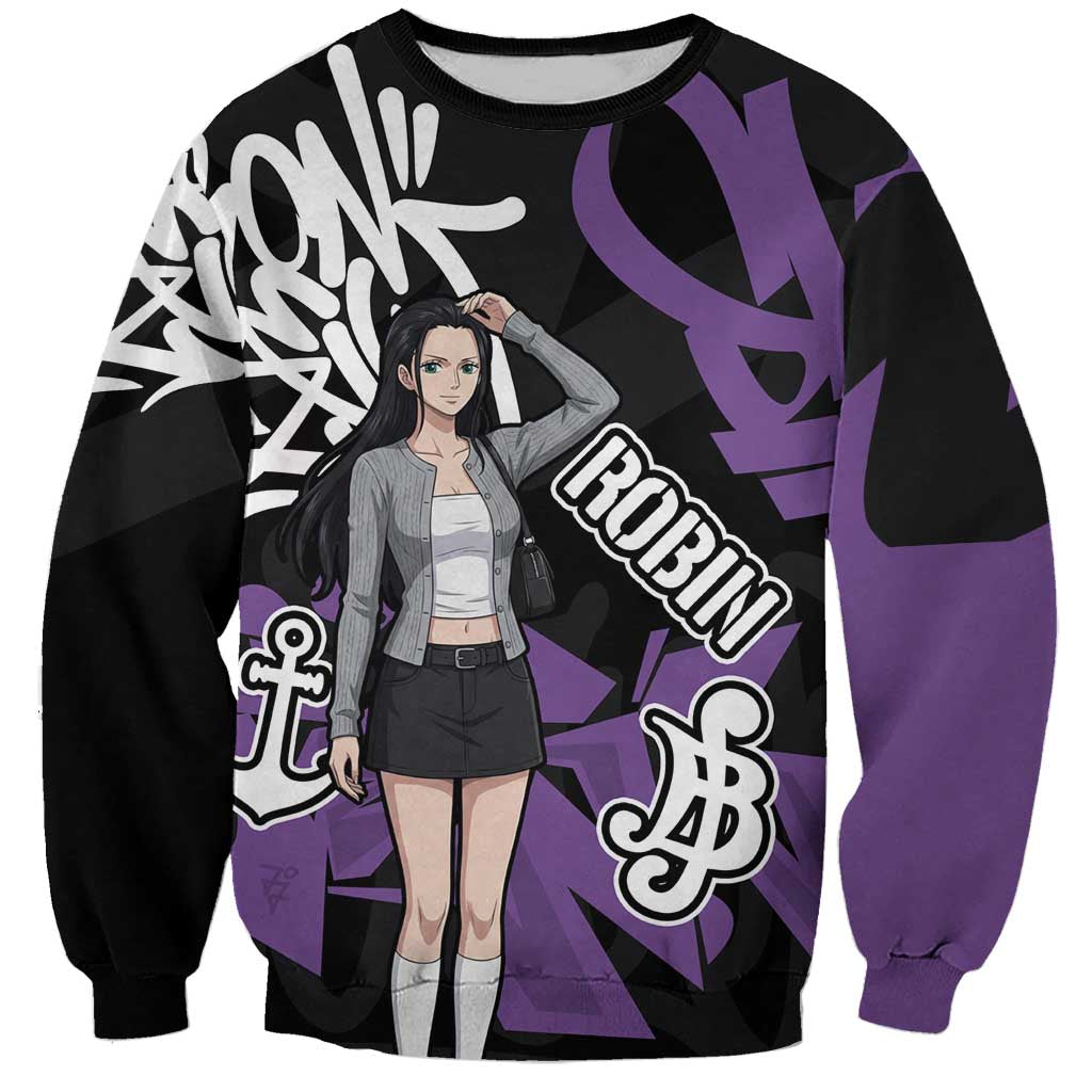 Nico Robin One Piece Sweatshirt Graffiti Street Art Anime Collage