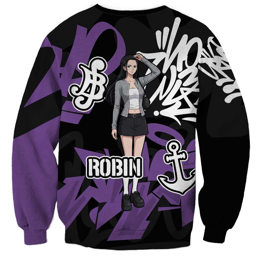 Nico Robin One Piece Sweatshirt Graffiti Street Art Anime Collage