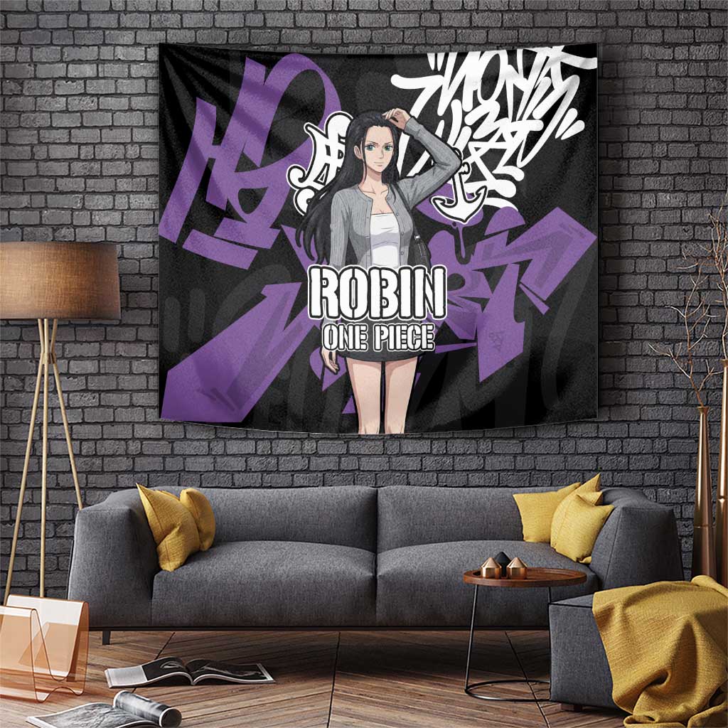 Nico Robin One Piece Tapestry Graffiti Street Art Anime Collage
