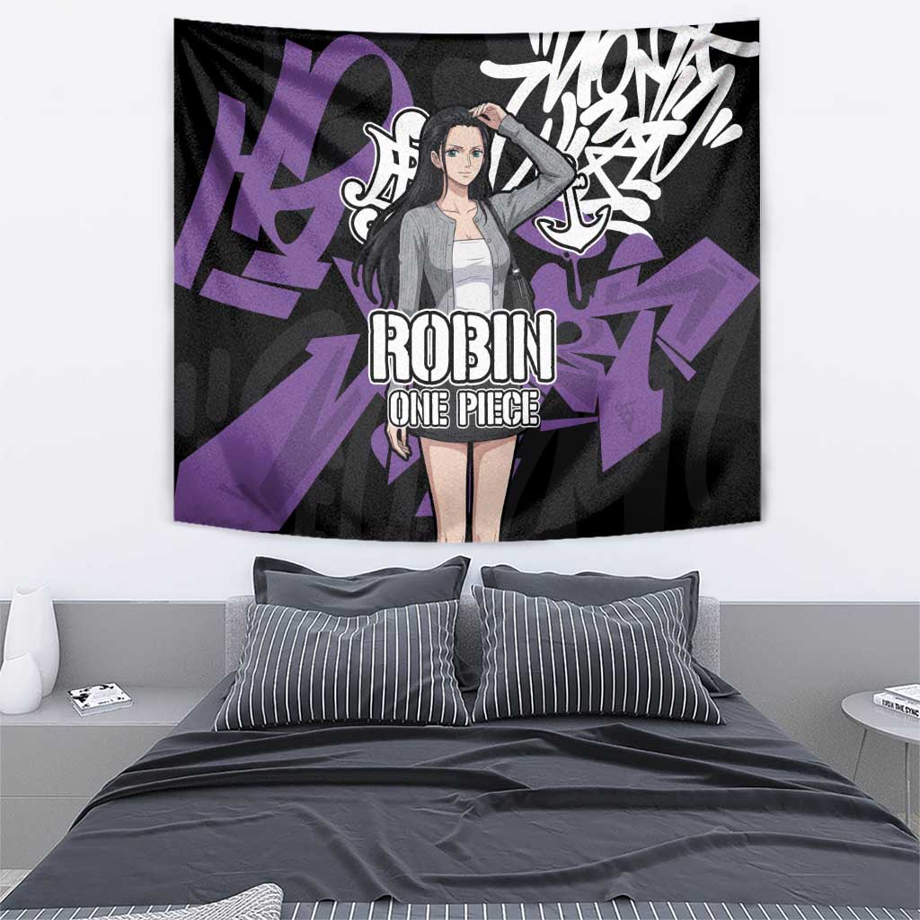 Nico Robin One Piece Tapestry Graffiti Street Art Anime Collage