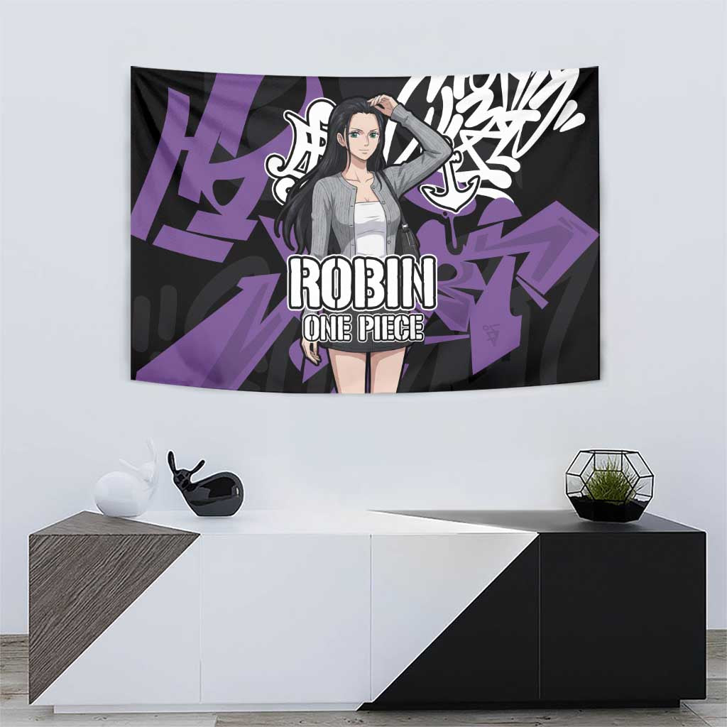 Nico Robin One Piece Tapestry Graffiti Street Art Anime Collage