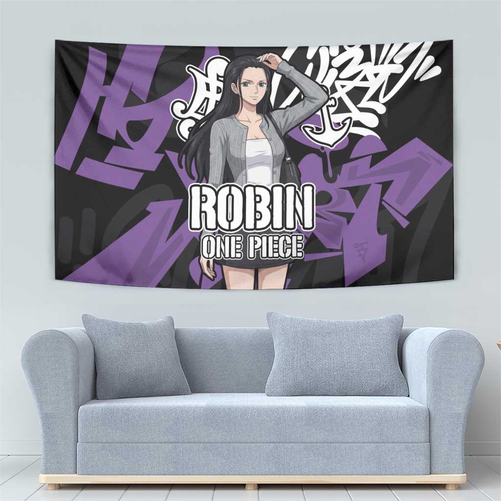 Nico Robin One Piece Tapestry Graffiti Street Art Anime Collage