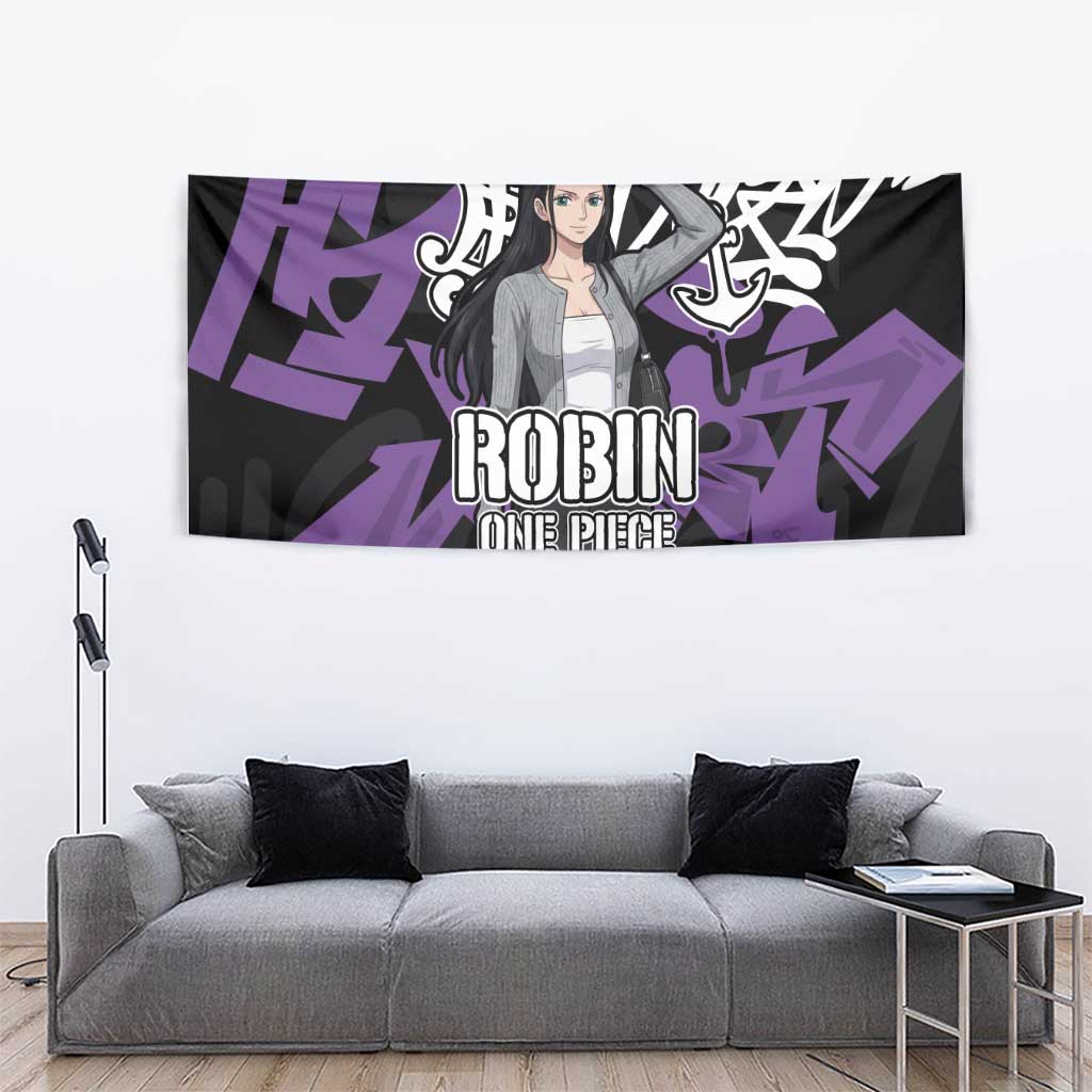 Nico Robin One Piece Tapestry Graffiti Street Art Anime Collage